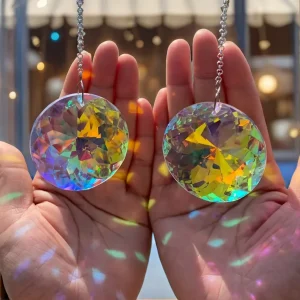 2pcs, Round Glass Prism Crystal Sun Catchers, Rainbow Maker For Window, Balcony, Kitchen,