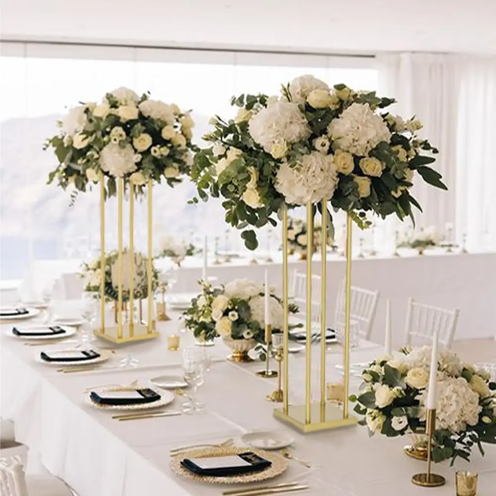 4 Pcs Gold Metal Flower Stand 23.6 in Tall Wedding Aisle Centerpiece - Image 5