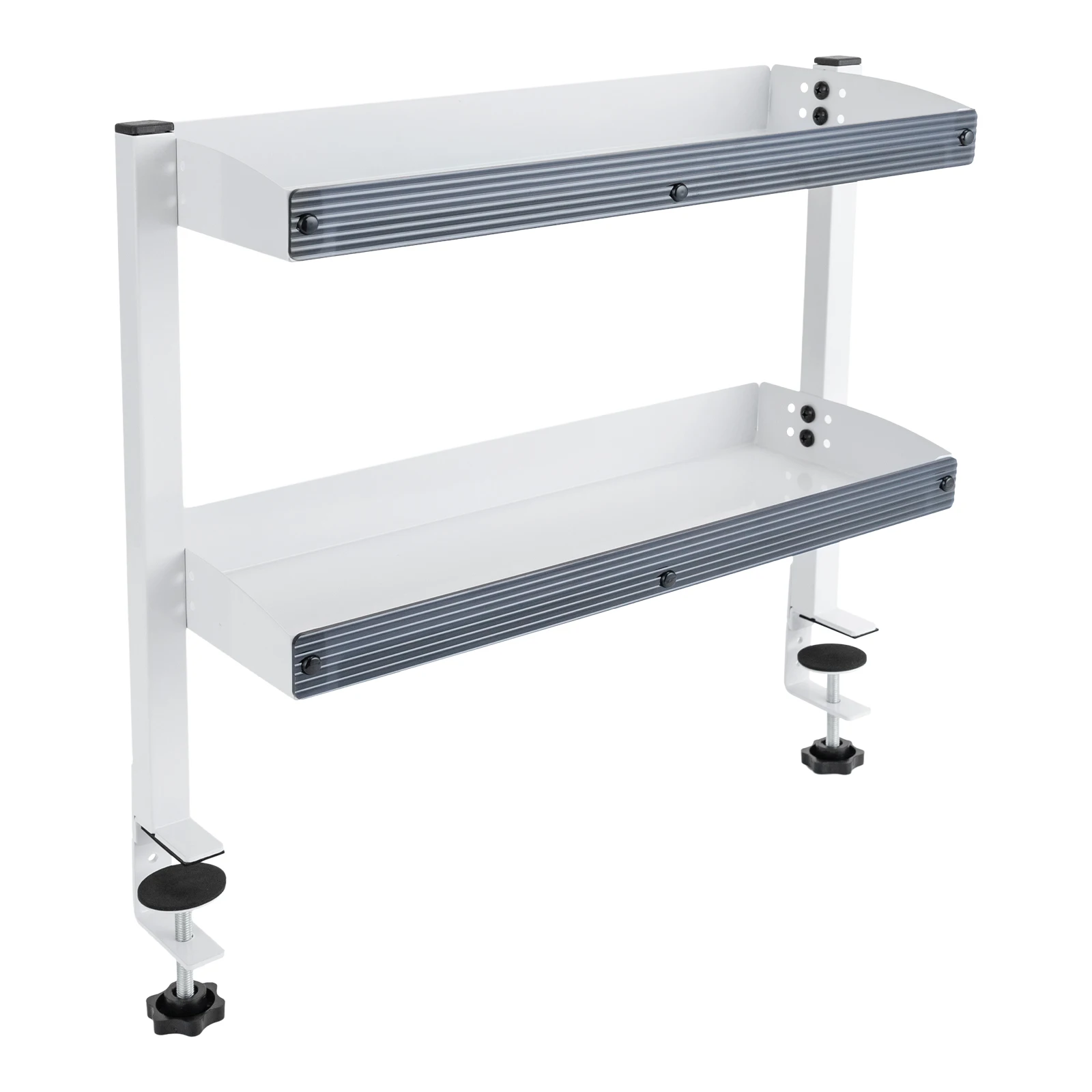 Clamp-on Desk Shelf, 2-Tier, Above or Under Table Corner Shelves Metal Organizer, - Image 1