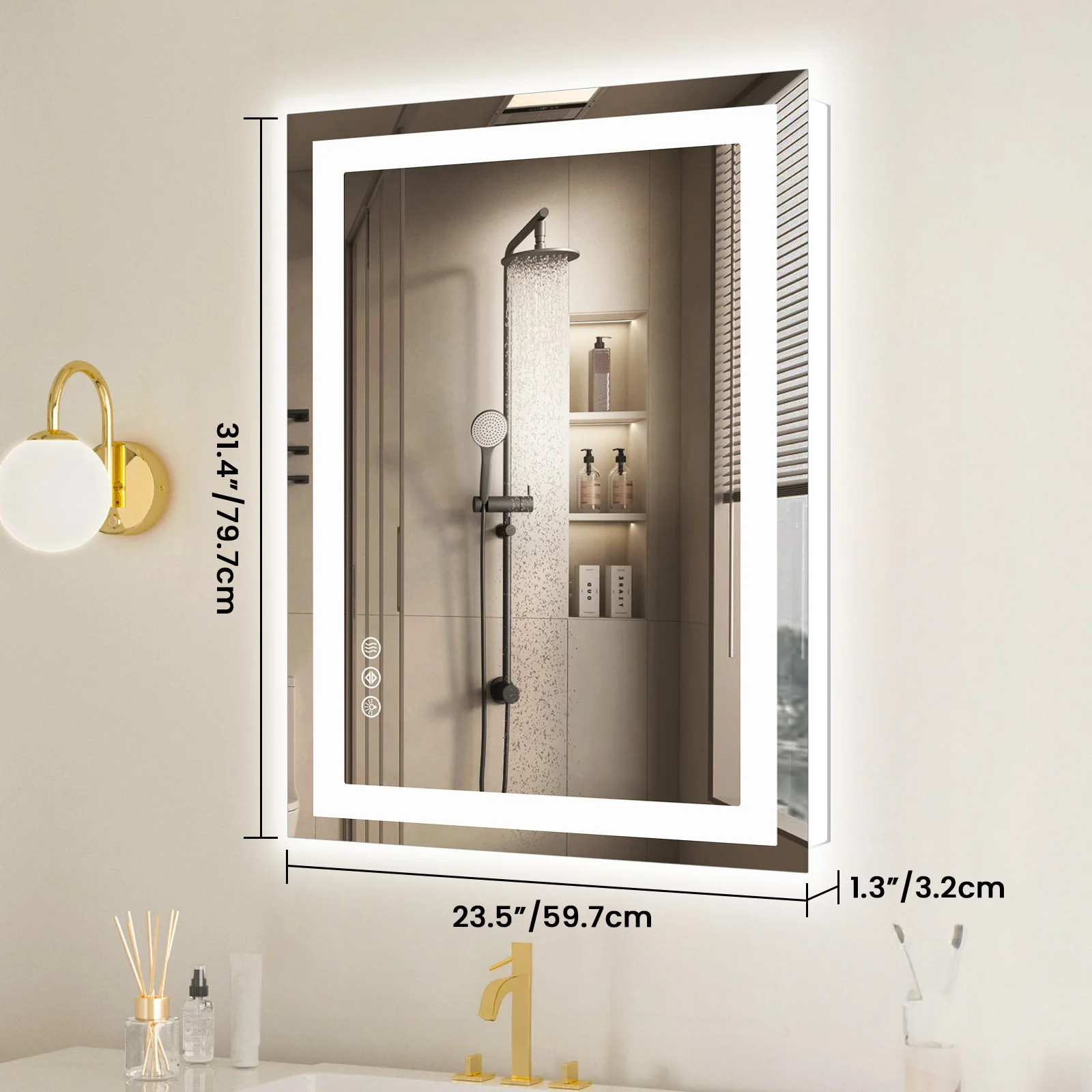 36"x 24"LED  Vanity Mirror for Wall Memory Function Tempered Glass with Front Light and Backlit - Image 6