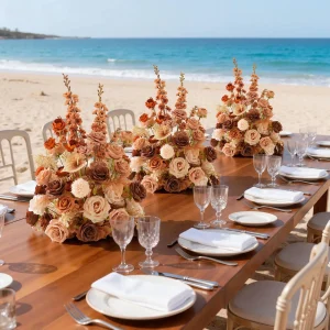 Red Free Standing Centerpieces Flowers Ball Bouquet Artificial Rose Arrangements - Thumbnail Image 4