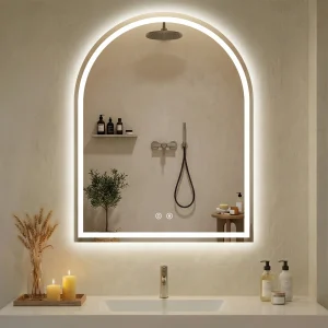 JHK Arched LED Bathroom Vanity Mirror for Wall Backlit Mirror with 3-Color Lights - Thumbnail Image 6