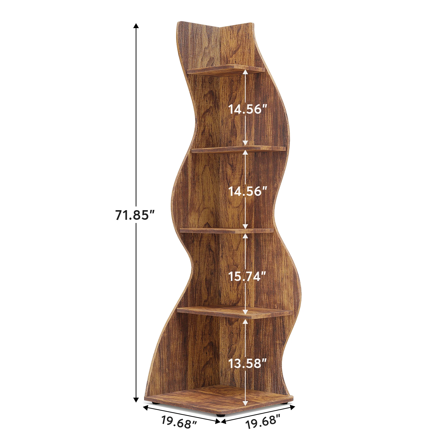Tribesigns Corner Shelf, Rustic 5-Tier - Image 6