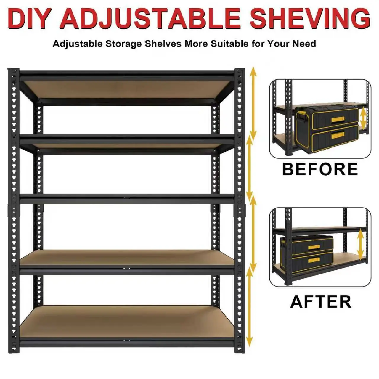 3050 LB Sturdy Metal Storage Racks - Extra Wide 40" Adjustable Height, - Image 5