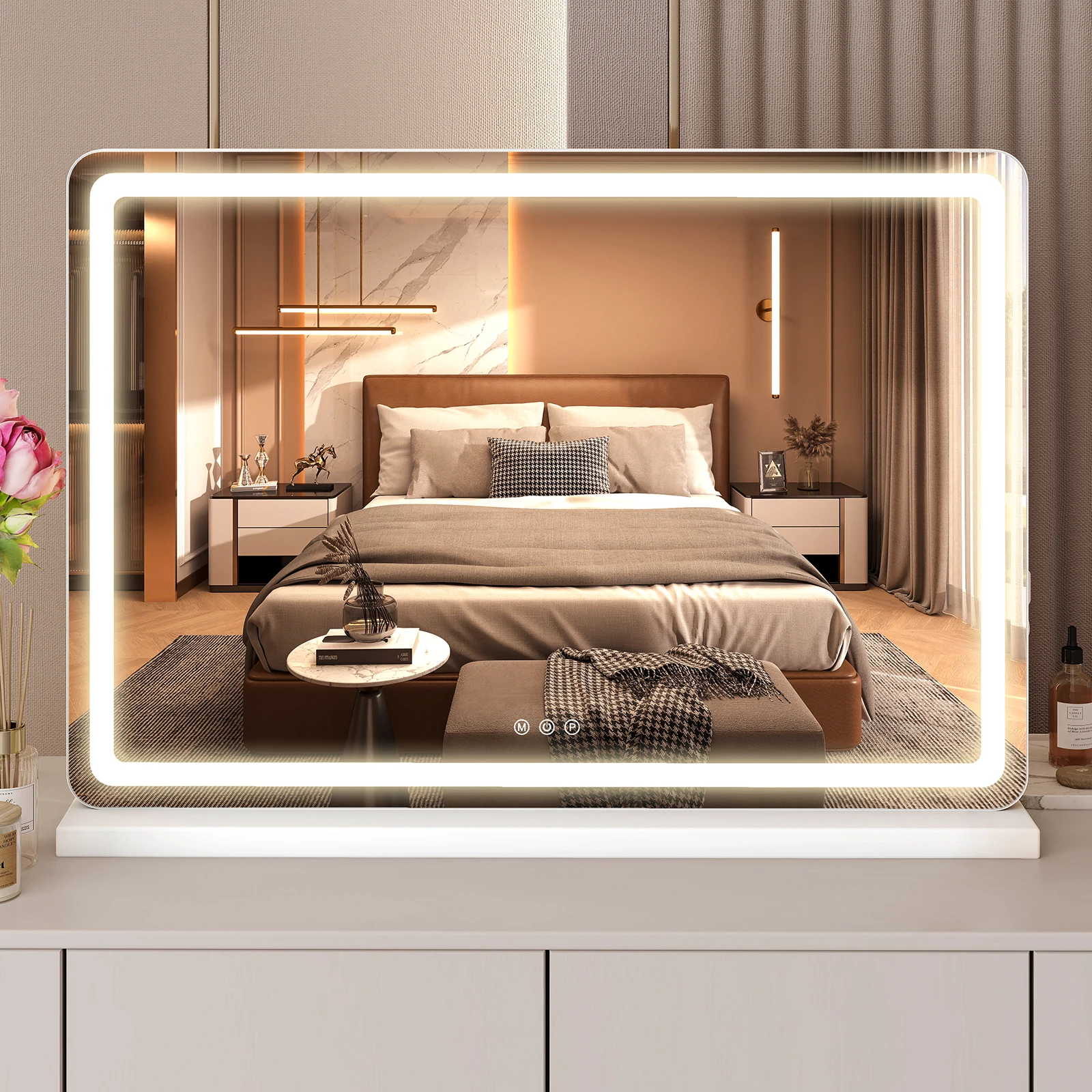 MCQ Full-Length Mirror LED Vanity Mirror with Lights, Makeup, Dimmable 3 Color Modes with Memory, USB Charging Port for Home ﻿ - Image 2