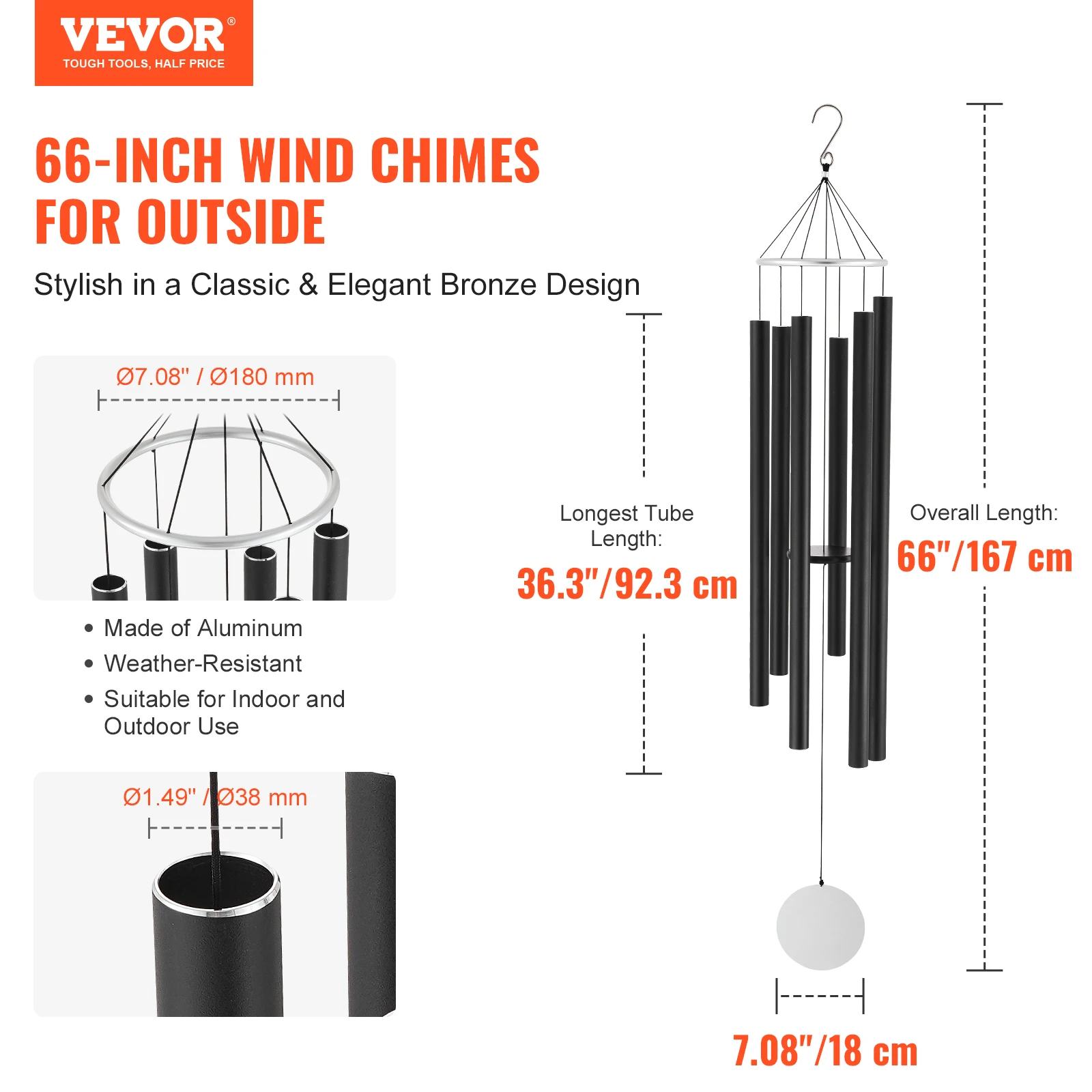 Wind Chimes for Outside Deep Tone Unique Memorial Wind Chimes - Image 2