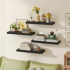 4 Pack Floating Shelves  Black Wood - Thumbnail Image 3
