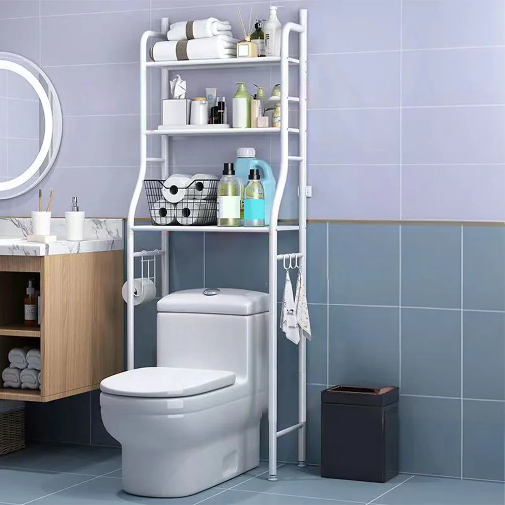 Freestanding Over Toilet Storage Shelf,2/3-Tier Metal Paper Holder and Removable - Image 7