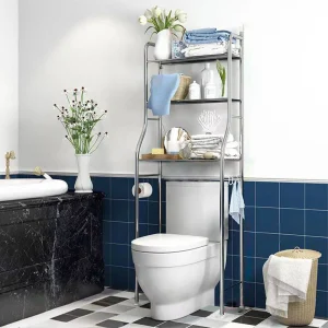 Freestanding Over Toilet Storage Shelf,2/3-Tier Metal  Paper Holder and Removable