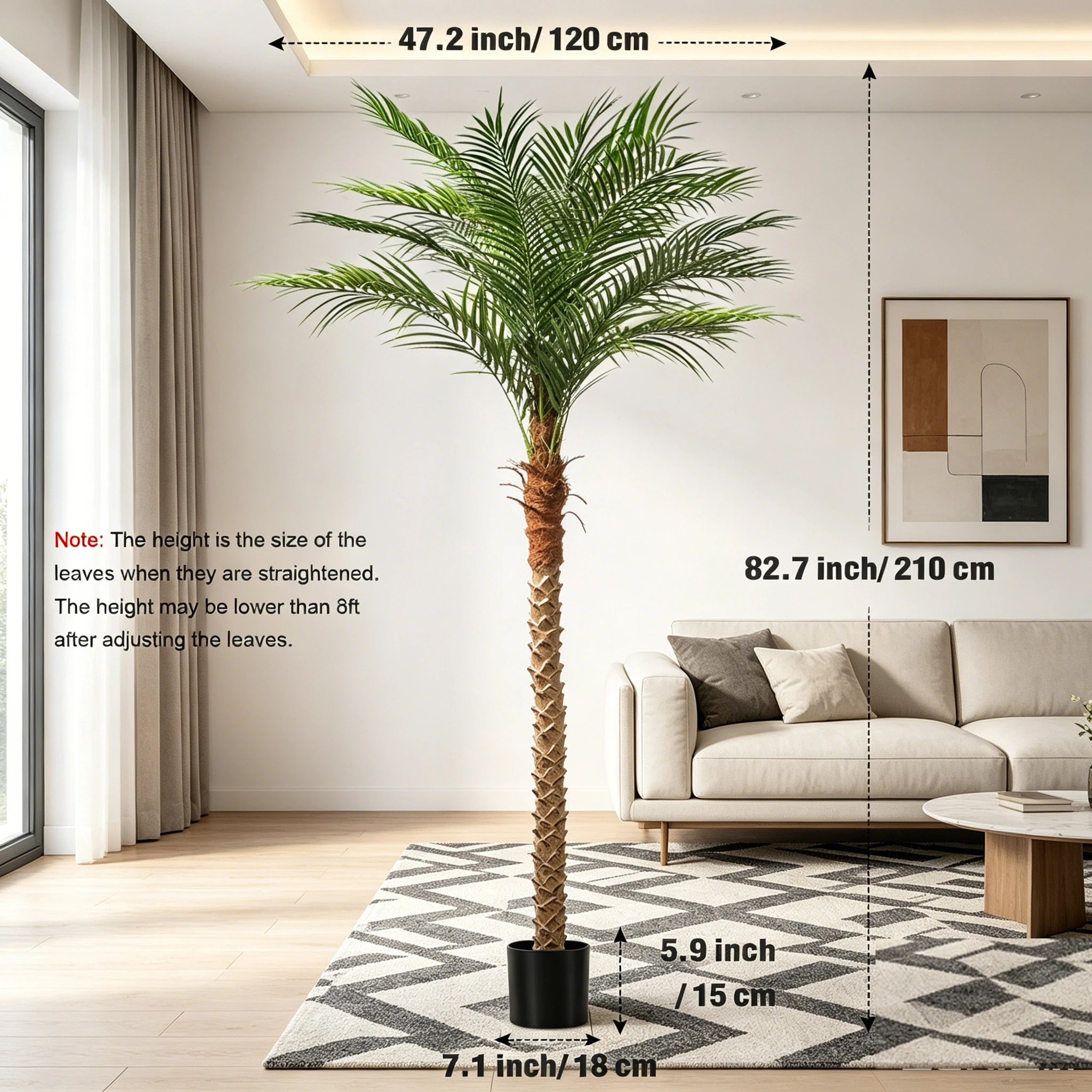 4/5/6/7/8/9FT Faux Palm Tree, Artificial Golden Cane Palm Tree Outdoor Indoor, - Image 9