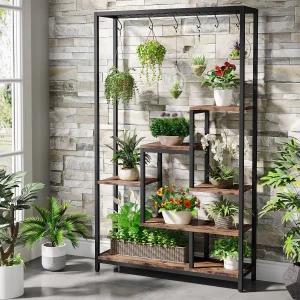 Tribesigns 5 Tiers Tall Indoor Plant Stand 70.9 inches Metal 10 PC S Hanging Hooks for Garden