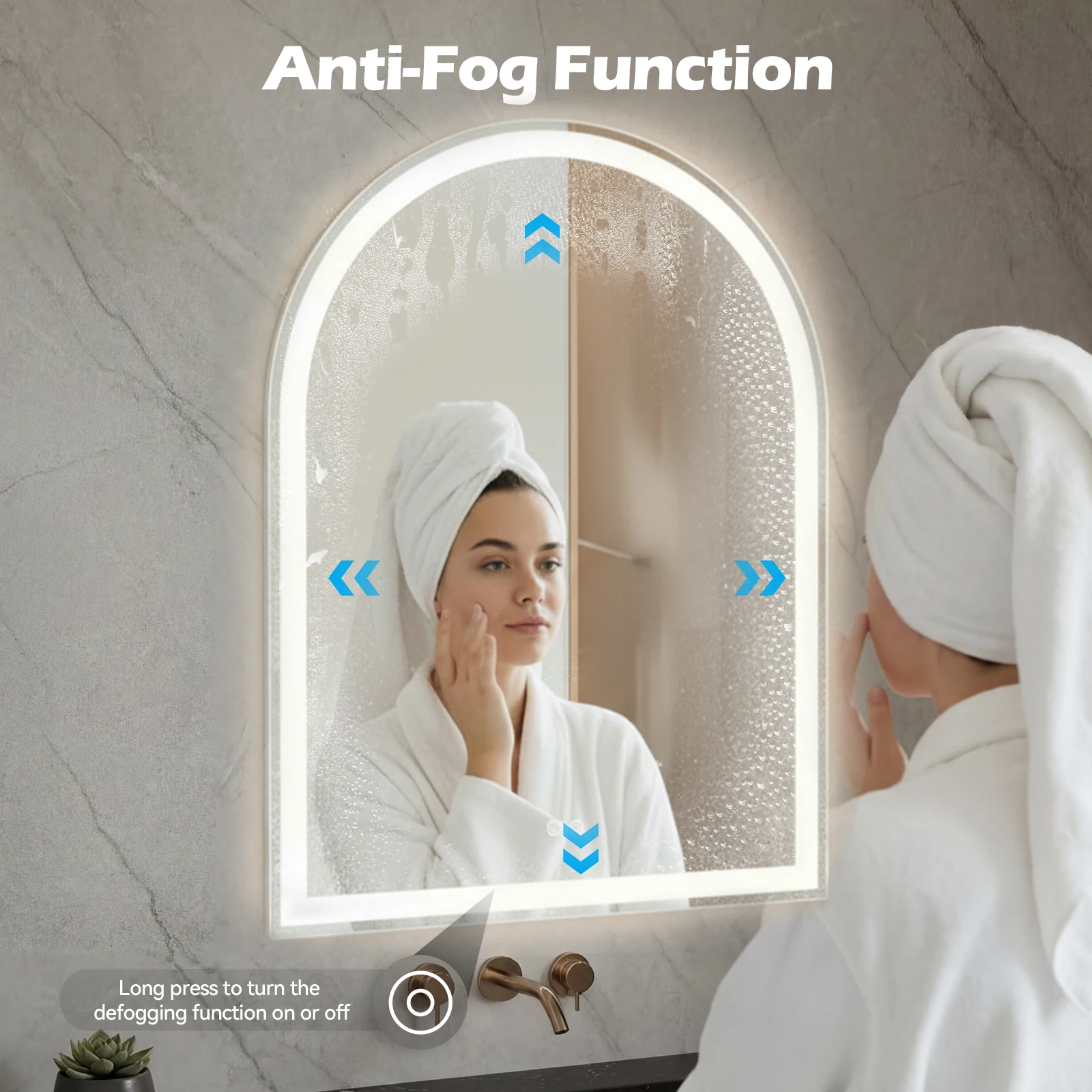 JHK Arched LED Bathroom Vanity Mirror for Wall Backlit Mirror with 3-Color Lights - Image 3