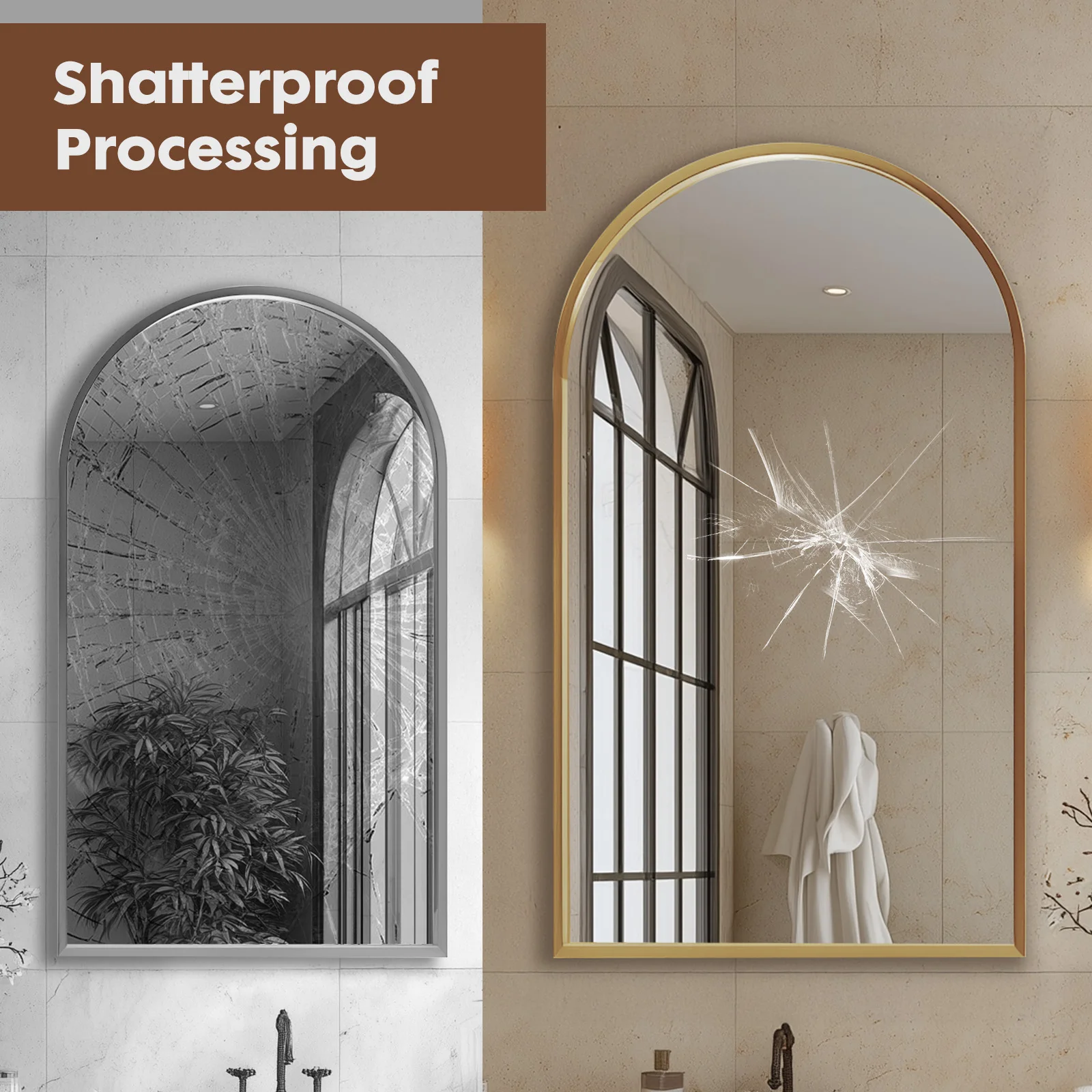 26"x38" Arched Metal Framed Mirrors for Wall Decor - Image 4