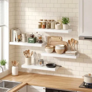 4 Pack Floating Shelves  Black Wood - Thumbnail Image 7
