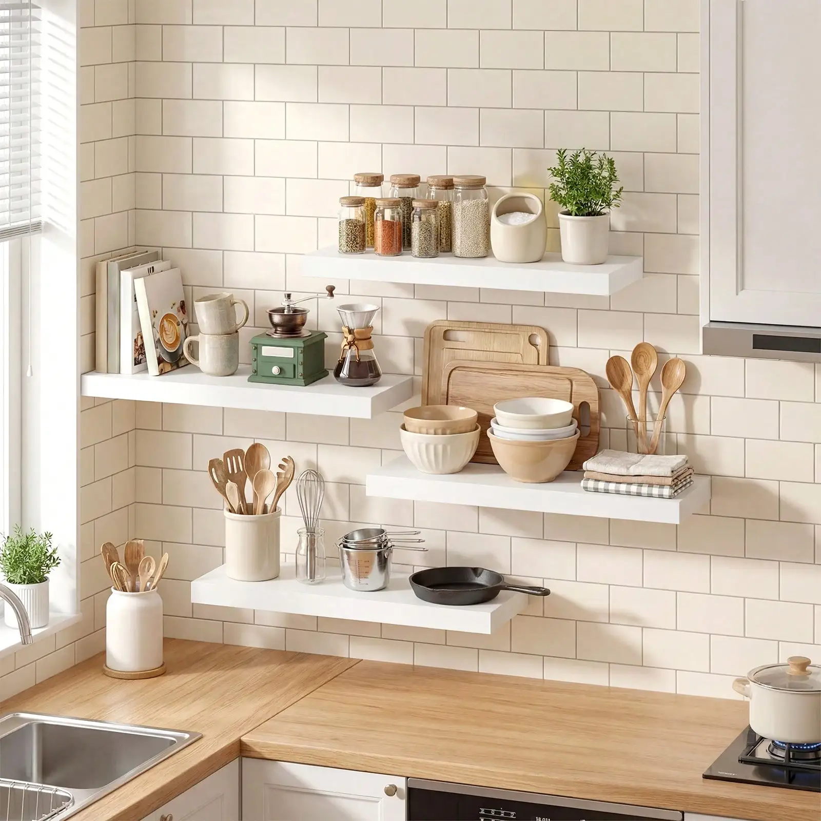 4 Pack Floating Shelves  Black Wood - Image 7