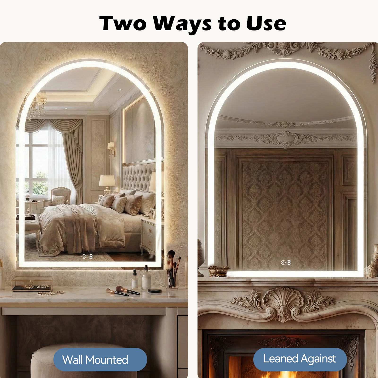 JHK Arched LED Bathroom Vanity Mirror for Wall Backlit Mirror with 3-Color Lights - Image 5