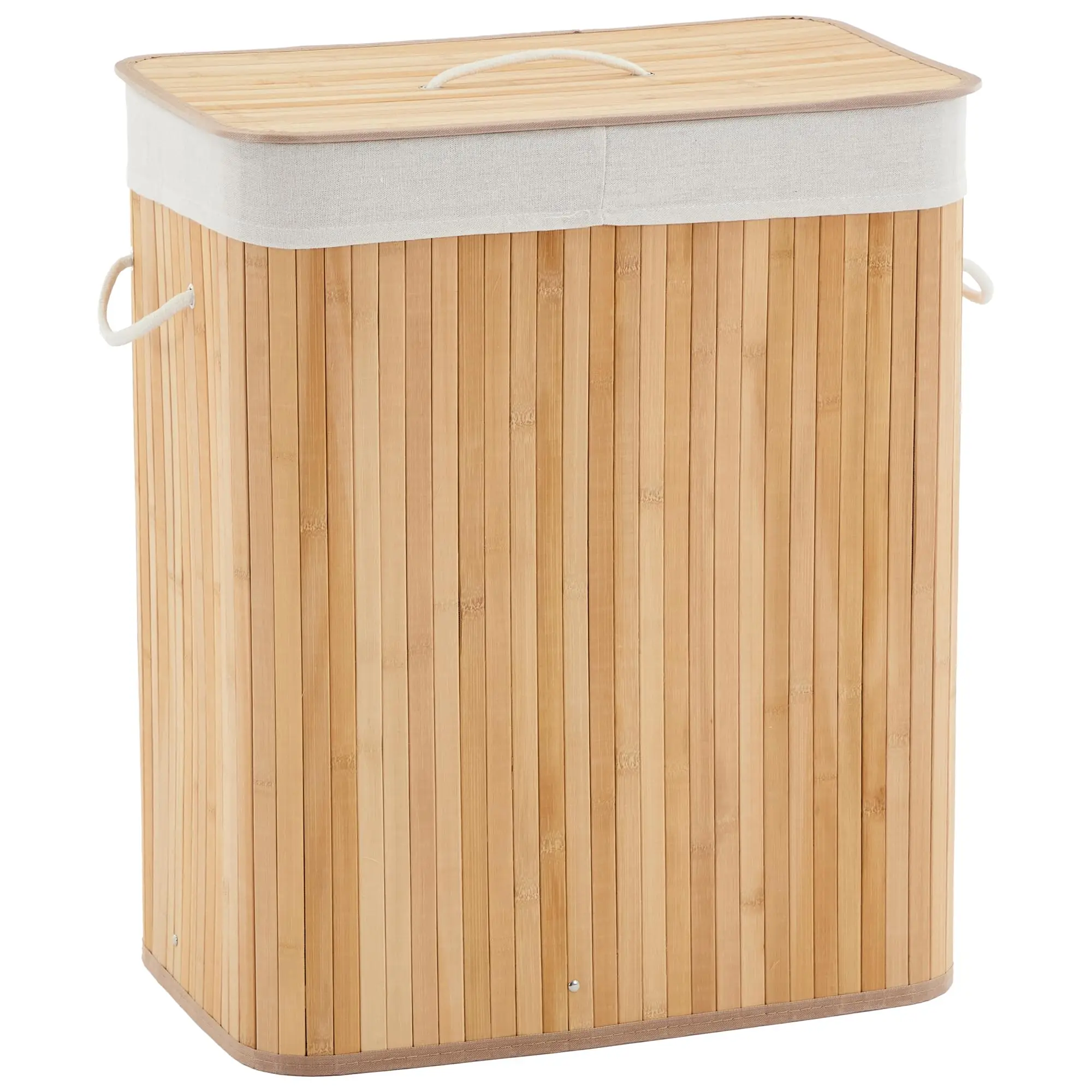 Bamboo Laundry Hamper Large 106L with Removable 4-Section Liner, - Image 1