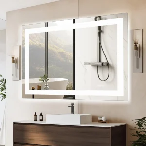36"x 24"LED  Vanity Mirror for Wall Memory Function Tempered Glass with Front Light and Backlit - Thumbnail Image 3