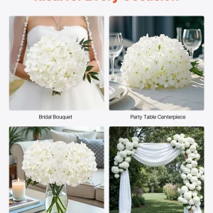 Bulk White Faux Bridal Shower with Stem for DIY Wedding Bouquets - Thumbnail Image 6