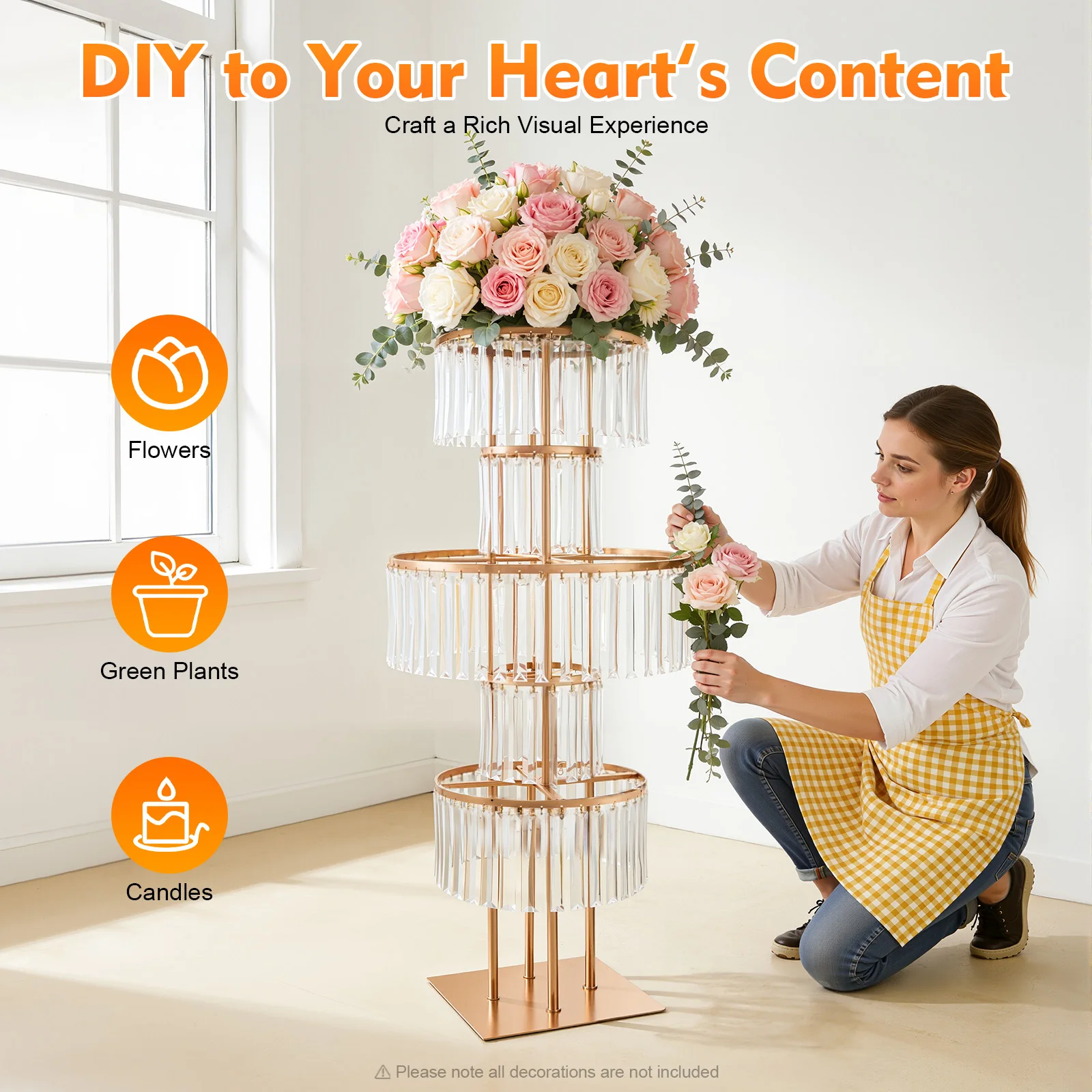 1/2Pcs 5-Tier Gold Acrylic Flower Stand 110cm Crystal Style Floor Standing Centerpiece - Image 2