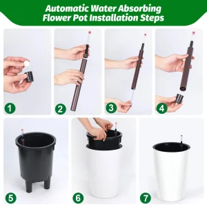 16 Inch Tall Self Watering Planters Set Of 2 With Water Level Indicator, Drainage Reservoir - Thumbnail Image 6