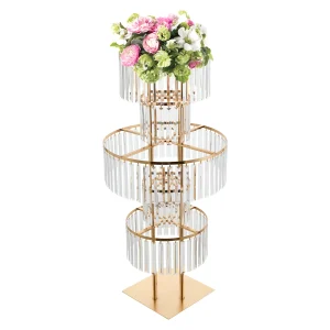 1/2Pcs 5-Tier Gold Acrylic Flower Stand 110cm Crystal Style Floor Standing Centerpiece - Thumbnail Image 4