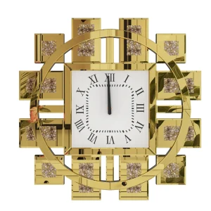 Battery Operated Decorative Wall Clock with Silver/ Golden Crystal Crushed Diamond Inlay - Thumbnail Image 7