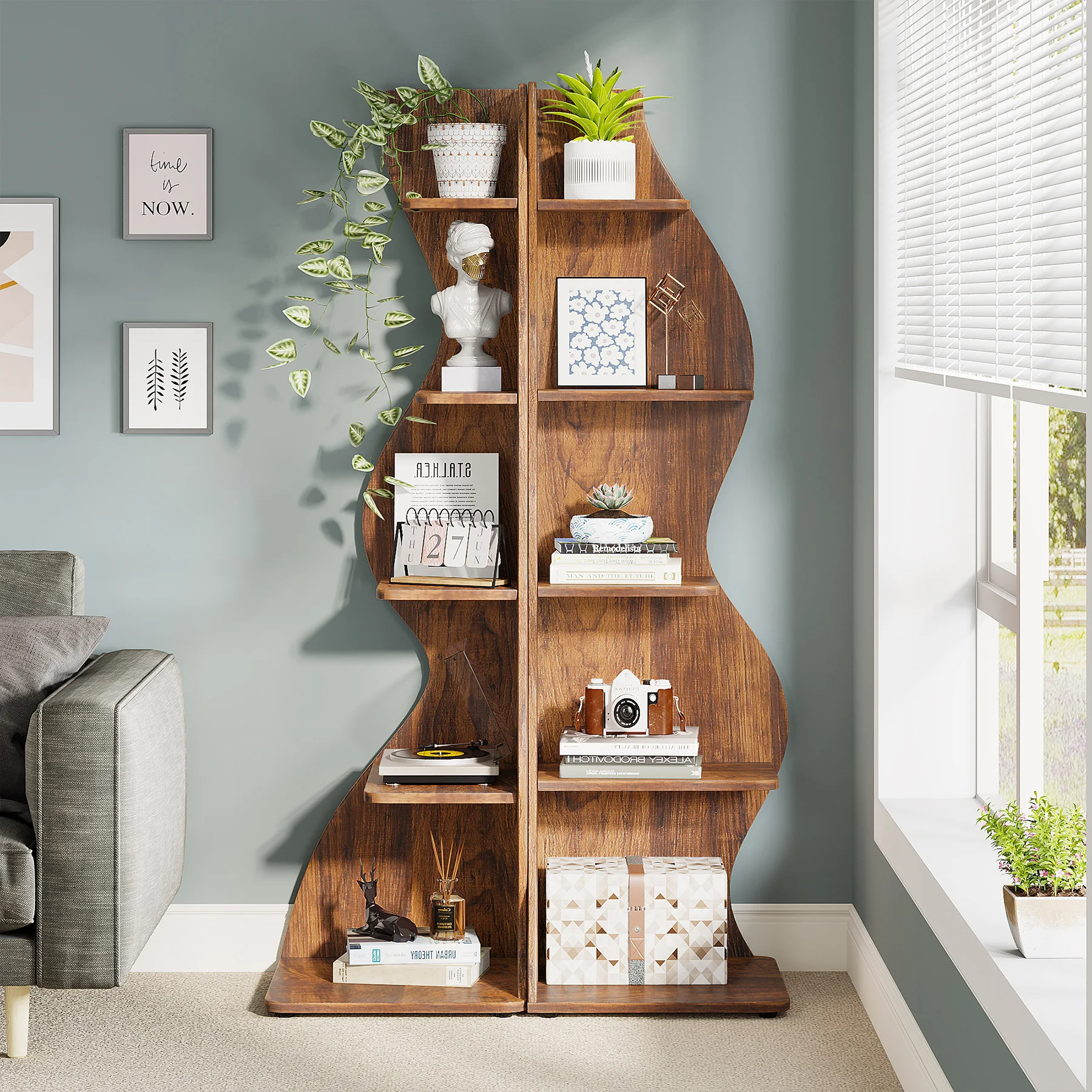 Tribesigns Corner Shelf, Rustic 5-Tier - Image 5