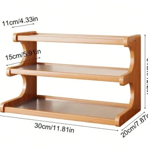 Freestanding Wood Corner Organizer Shelf, Space Saving Drill-Free Multi-Tier Washable Display Shelving - Thumbnail Image 8