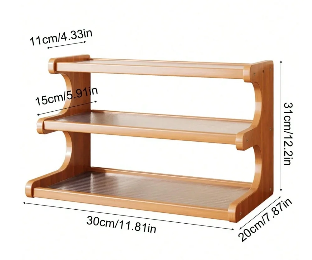 Freestanding Wood Corner Organizer Shelf, Space Saving Drill-Free Multi-Tier Washable Display Shelving - Image 8