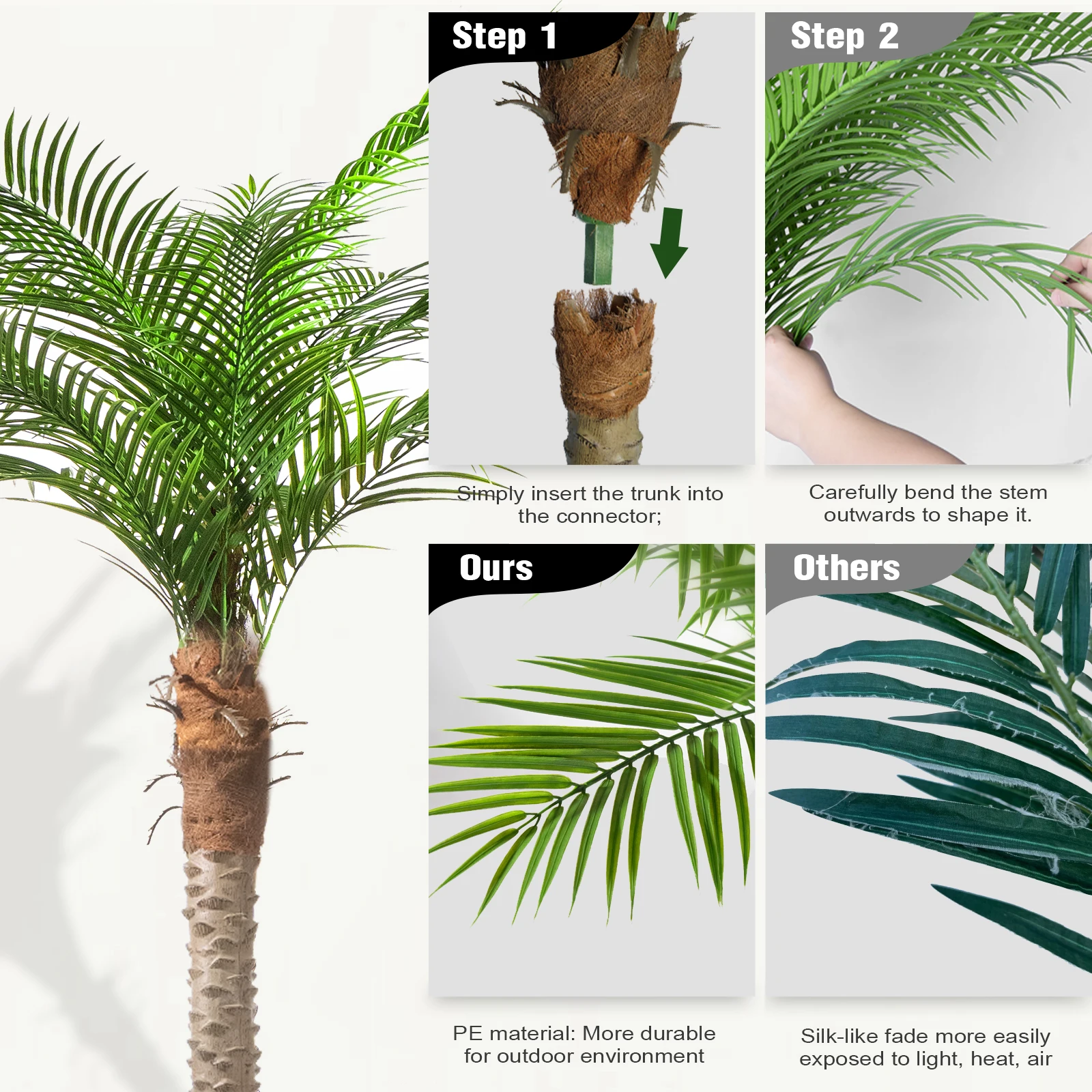 4/5/6/7/8/9FT Faux Palm Tree, Artificial Golden Cane Palm Tree Outdoor Indoor, - Image 5