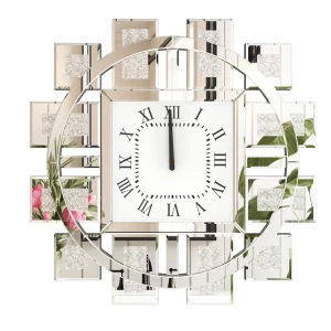 Battery Operated Decorative Wall Clock with Silver/ Golden Crystal Crushed Diamond Inlay - Thumbnail Image 8