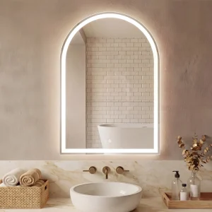 JHK Arched LED Bathroom Vanity Mirror for Wall Backlit Mirror with 3-Color Lights