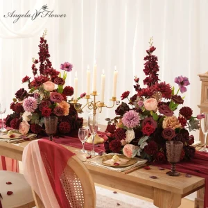 Red Free Standing Centerpieces Flowers Ball Bouquet Artificial Rose Arrangements - Thumbnail Image 5