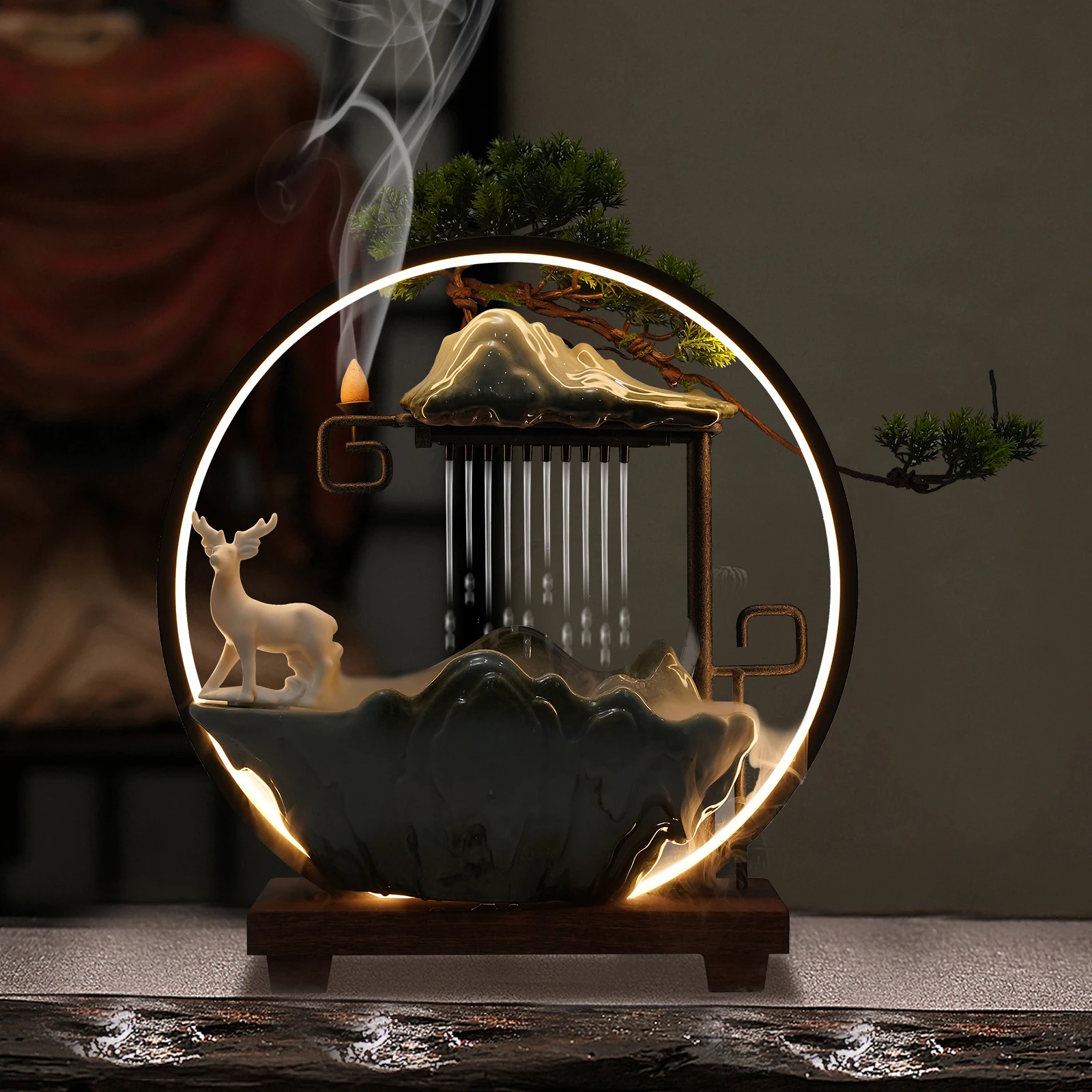 MistBymaocar Decorative Water Fountain Tabletop Fountain LED Light - Image 2