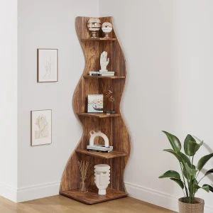 Tribesigns Corner Shelf, Rustic 5-Tier