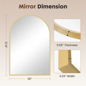 26"x38" Arched Metal Framed Mirrors for Wall Decor - Thumbnail Image 6