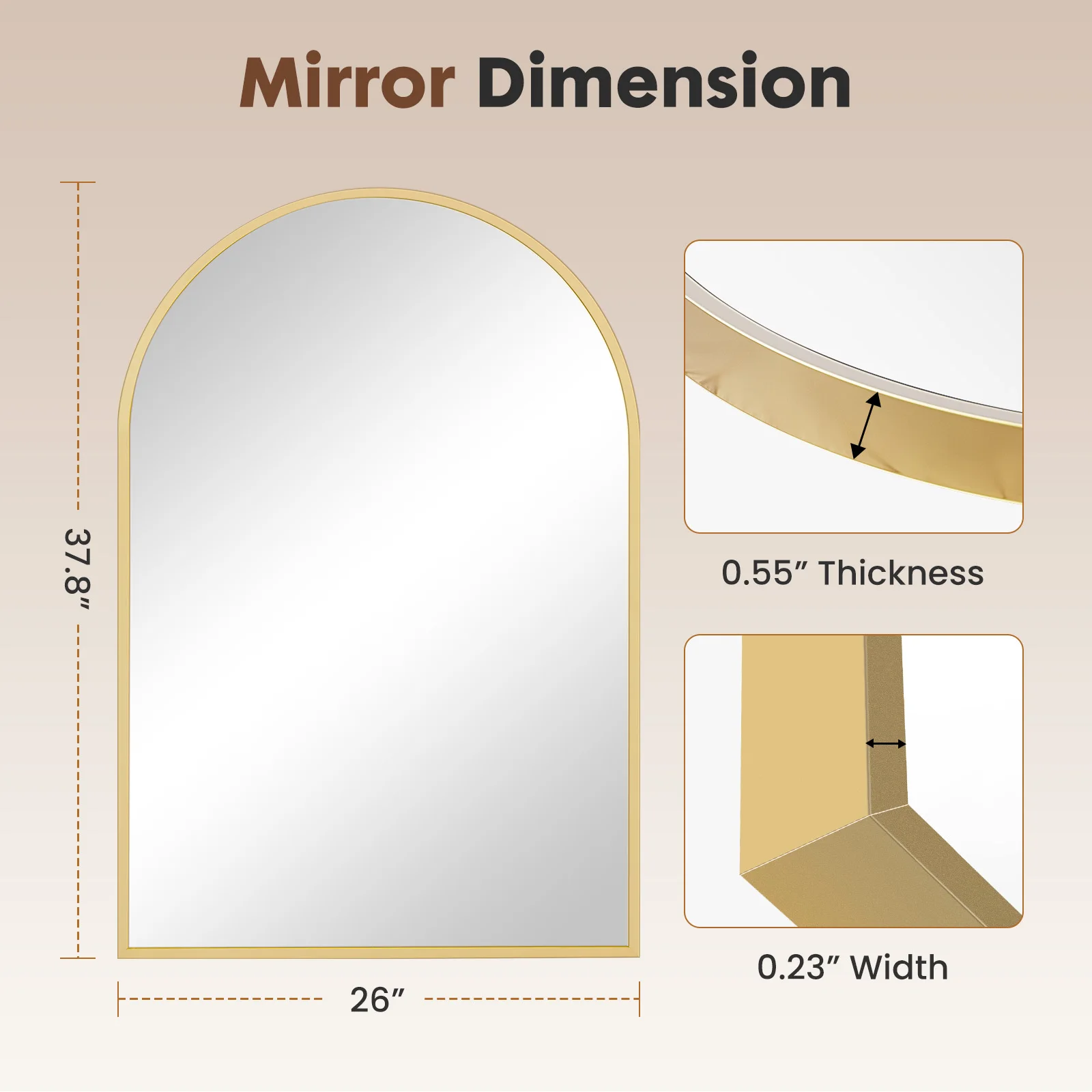 26"x38" Arched Metal Framed Mirrors for Wall Decor - Image 6