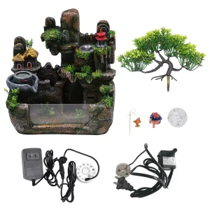 Feng Shui Money Tree Water Fountain, Circulating Fish Tank Waterfall with Resin Rockery - Thumbnail Image 6