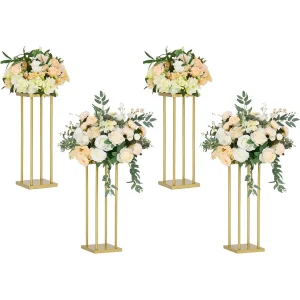 4 Pcs Gold Metal Flower Stand 23.6 in Tall Wedding Aisle Centerpiece - Thumbnail Image 9