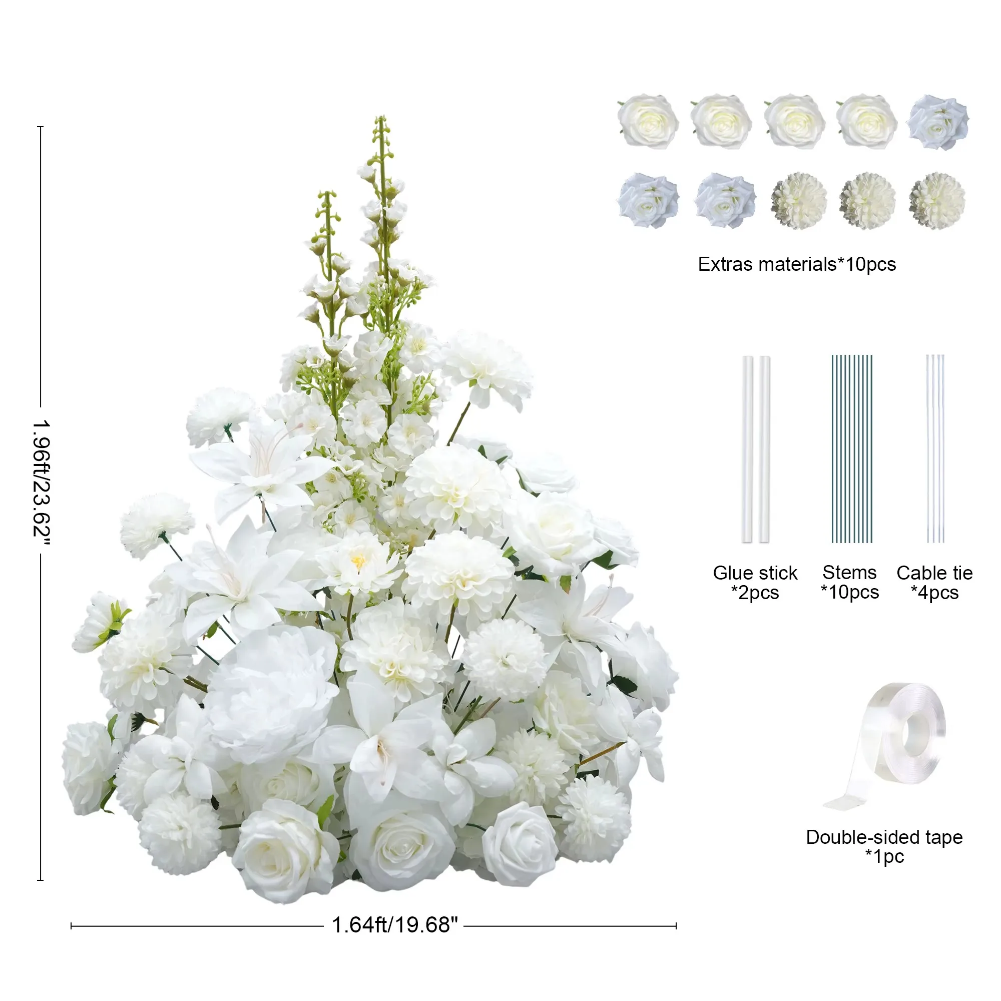 Red Free Standing Centerpieces Flowers Ball Bouquet Artificial Rose Arrangements - Image 6