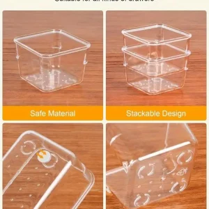 Multifunctional Clear Plastic Drawer Organizer Set, 44pcs Drawer Storage - Thumbnail Image 6