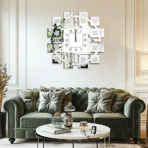 Battery Operated Decorative Wall Clock with Silver/ Golden Crystal Crushed Diamond Inlay - Thumbnail Image 6