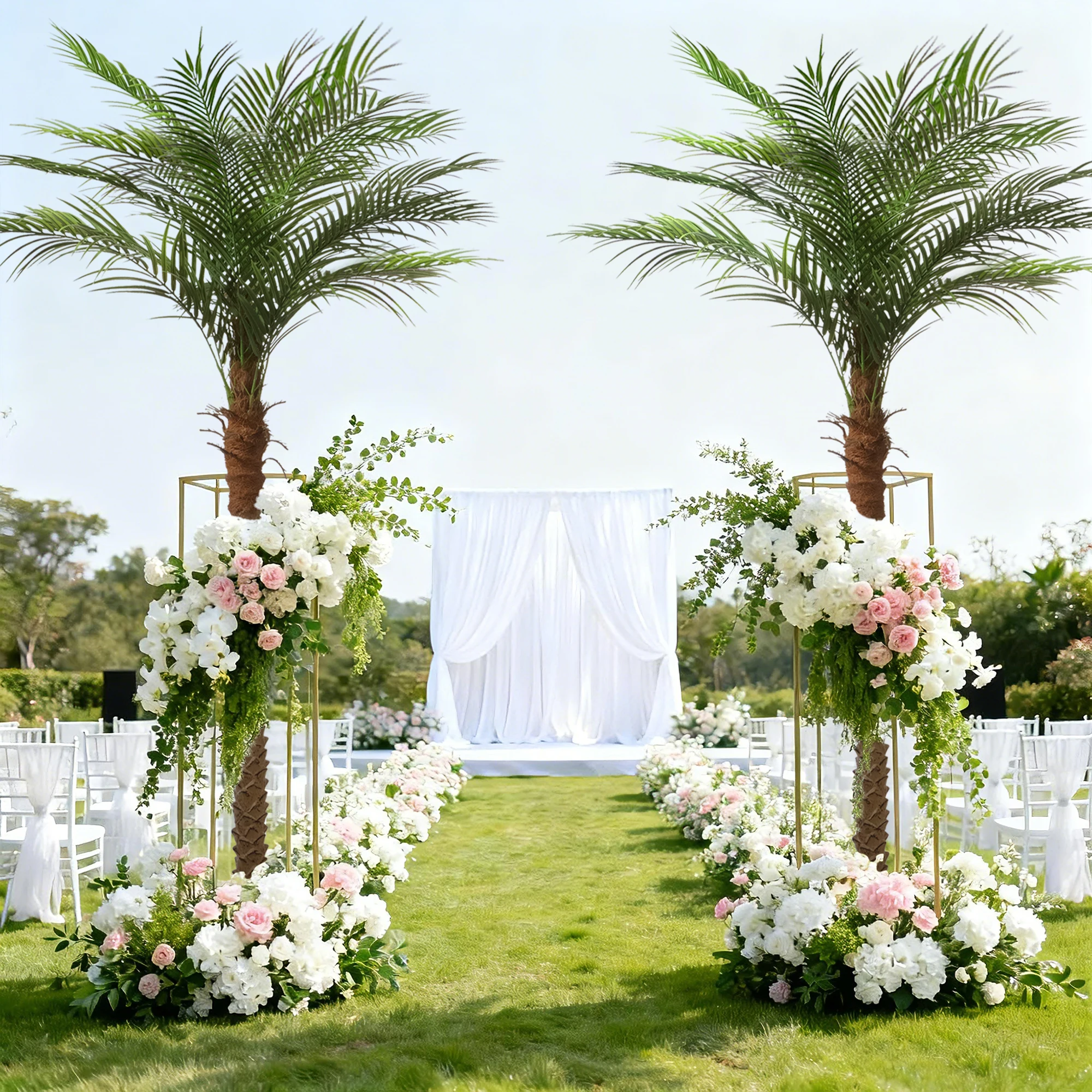 4/5/6/7/8/9FT Faux Palm Tree, Artificial Golden Cane Palm Tree Outdoor Indoor, - Image 7