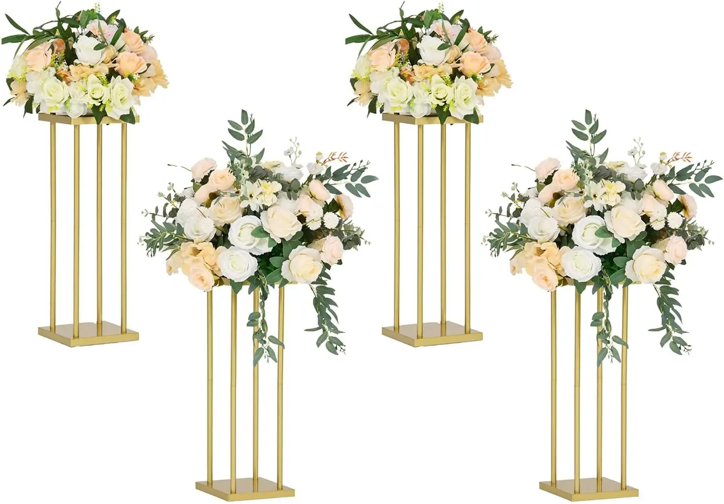 4 Pcs Gold Metal Flower Stand 23.6 in Tall Wedding Aisle Centerpiece - Image 1